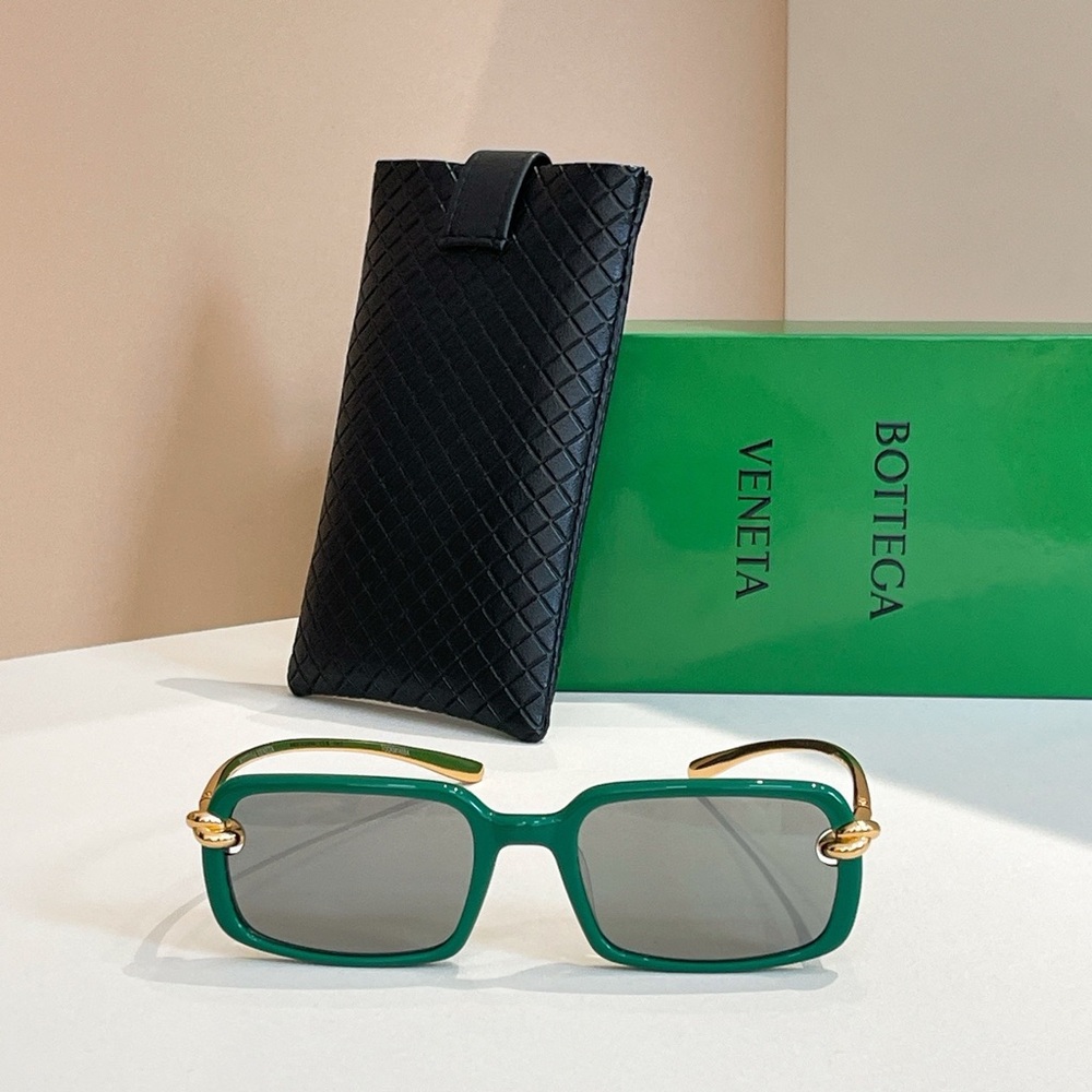 Bottega Veneta Emerald Sunglasses with Gold Details
